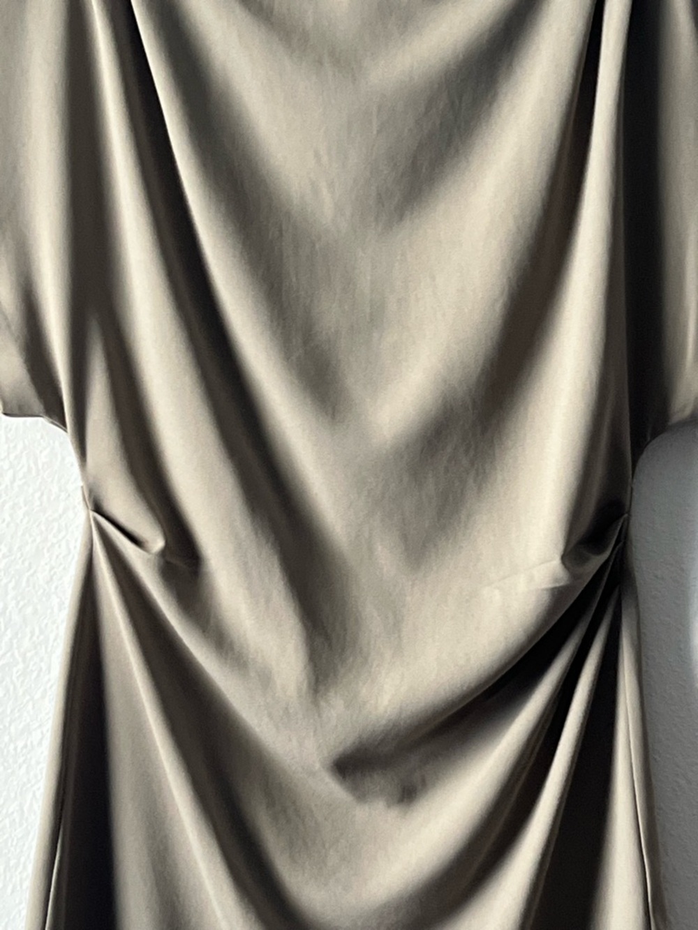 H&M Cute Taupe Draped Short-Sleeve Mini Dress, Size M - Picture 5 of 13
